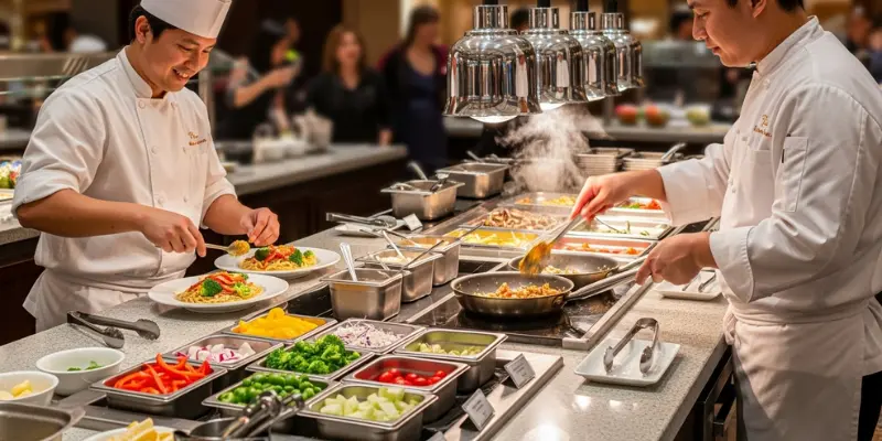 Exploring the Food Variety and Live Kitchen Stations at The Buffet at Wynn