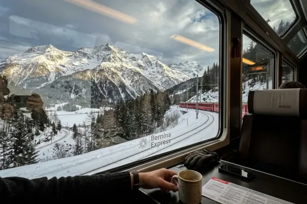 Bernina Express train to St Moritz Switzerland