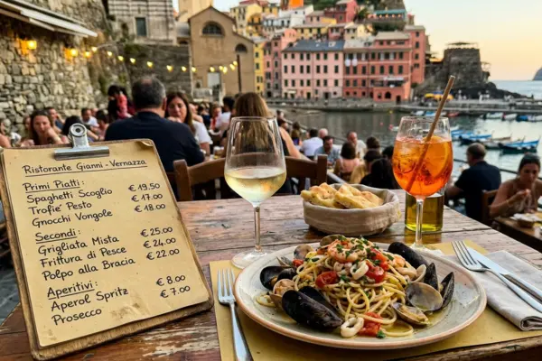 seafood dinner in Cinque Terre